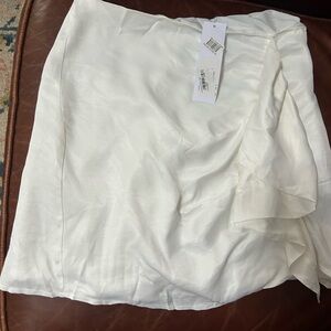 Topshop Ivory Satin Mini Skirt